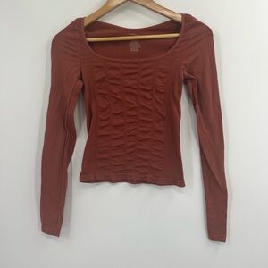 Free People Terracotta Long Sleeve Top